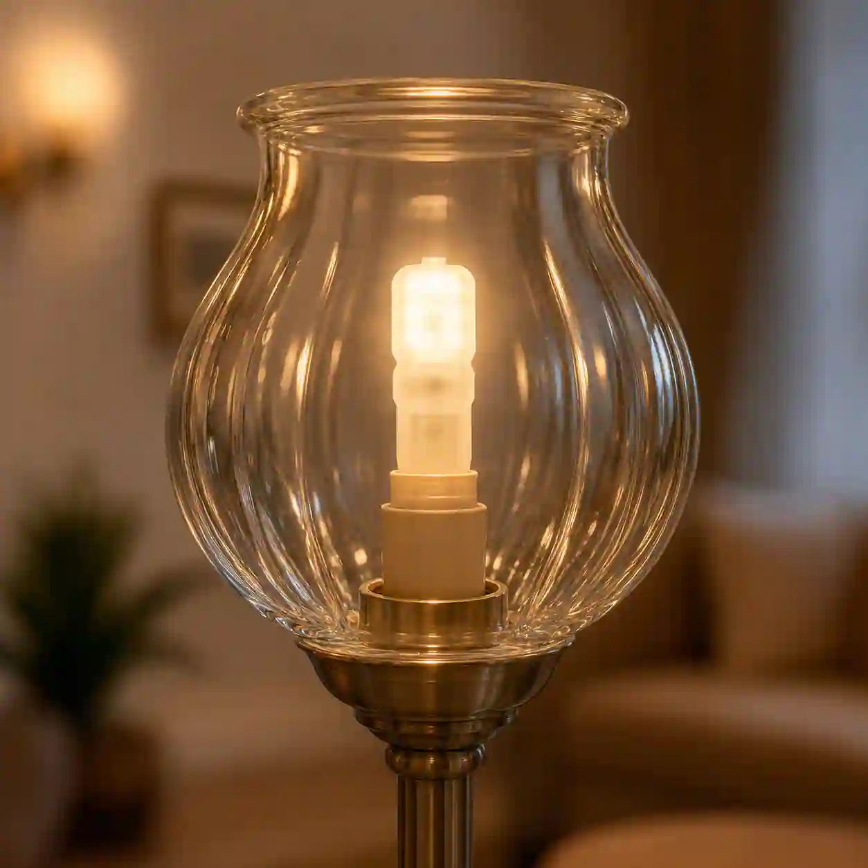 Detail LED čipů rozmístěných po obvodu těla kapsle G9